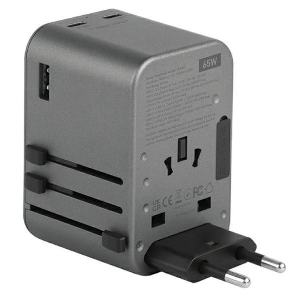 Energea Reseladdare 65W 2xUSB-C 1xUSB-A PD-PPS-QC 3.0 Grå