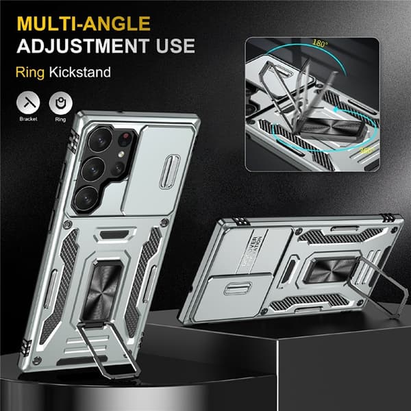 Mobilskal till Galaxy S25 Ultra Kickstand Slide - Grå Grå