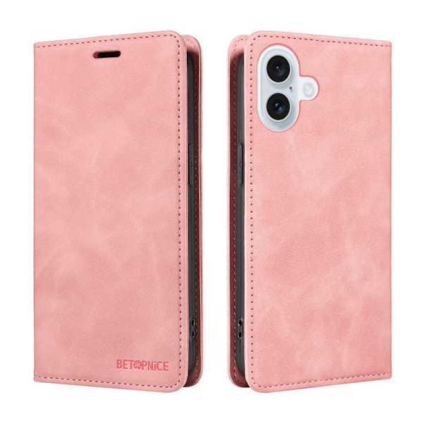 BETOPNICE iPhone 17 Plånboksfodral Konstläder - Magnetisk - Rosa Rosa