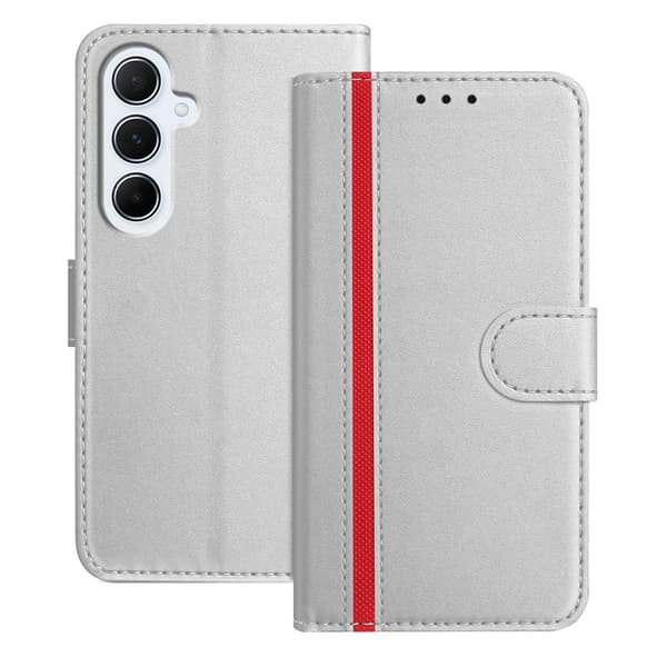 Galaxy A17/A26 Plånboksfodral Färg Splicing Konstläder - Silver Silver
