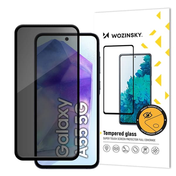 Wozinsky Galaxy A55 Härdat Glas Skärmskydd Privacy Svart