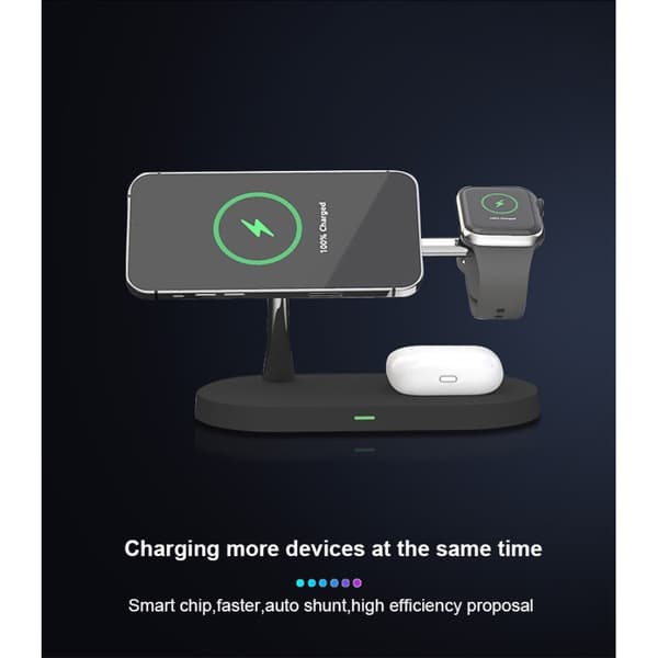 4-i-1 trådløs oplader Magsafe iPhone Apple Watch AirPods Black