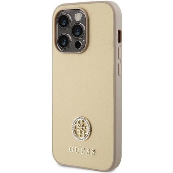 Guess iPhone 15 Pro Max Mobilskal Strass Metal Logo - Kulta Guld