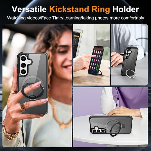 Mobilskal för Samsung Galaxy S26 Magnetiskt Ringhållare Kickstand Plast - Svart