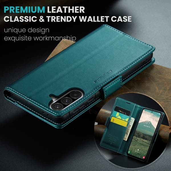 CASEME Plånboksfodral Konstläder för Samsung Galaxy A36 5G - Grön