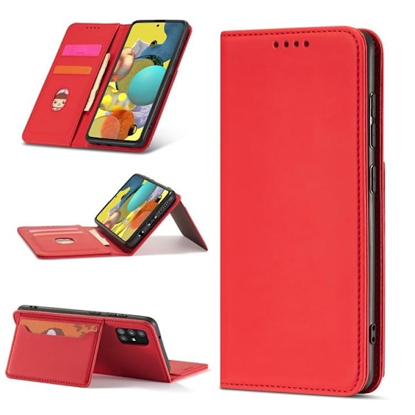 Galaxy A13 5G Plånboksfodral Magnet Stand - Röd
