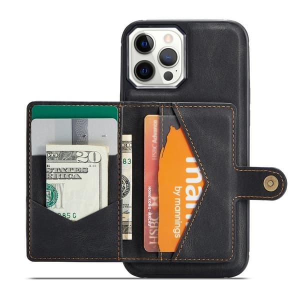JEEHOOD Detachable Magnetiskt Plånboksfodral i TPU för iPhone 12 Pro - Svart