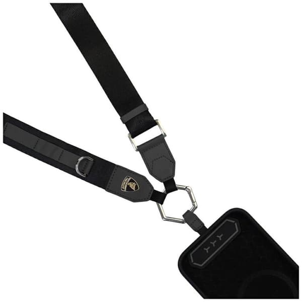 Lamborghini Crossbody Mobilrem Webbing Strap - Svart Svart