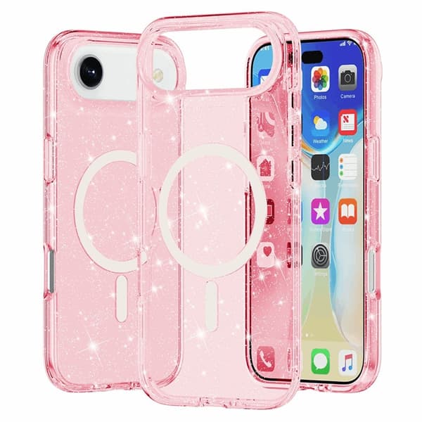 AMORUS Mobilskal till iPhone Air Magsafe Glitter Powder PC + TPU - Rosa Rosa