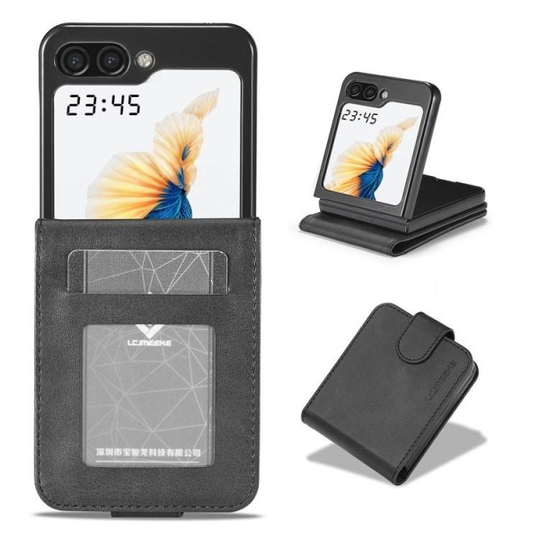 LC.IMEEKE Galaxy Z Flip 5 Mobile Cover korttipidike vasikka - musta
