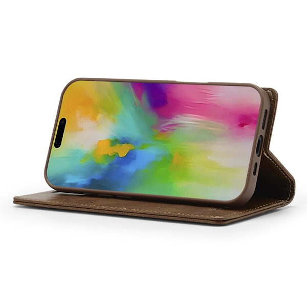 LC.IMEEKE iPhone 16 Plus Plånboksfodral Konstläder - Brun