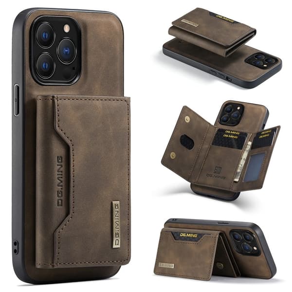 DG.MING M2 Series Mobilskal till iPhone 16 Pro Detachable Wallet - Brun