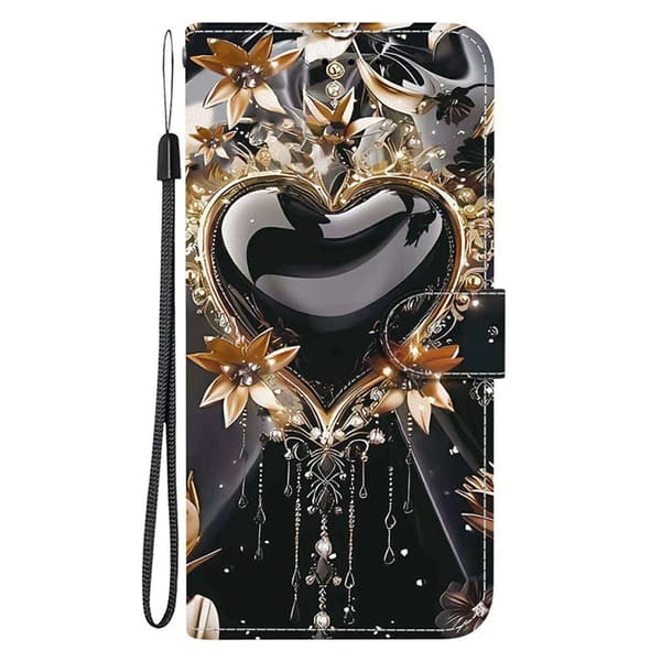 Sony Xperia 10 VII Konstläder Plånboksfodral Pattern Printing - Heart Svart