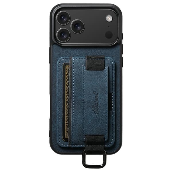 SUTENI Mobilskal till iPhone 17 Pro Korthållare Litchi Läder - Blå Blå