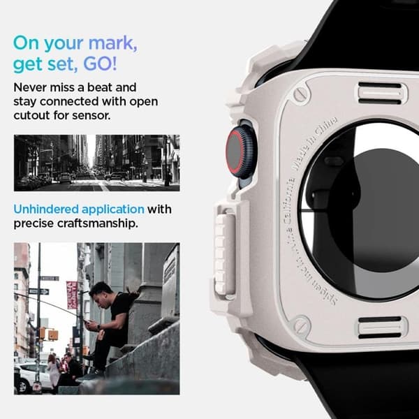 Spigen Apple Watch 10 (46mm) Etui Rugged Armor - Dune Beige Beige