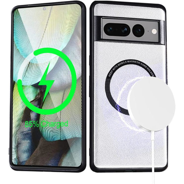 Google Pixel 7 Pro Case Magsafe magneettinen PU-nahka - valkoinen