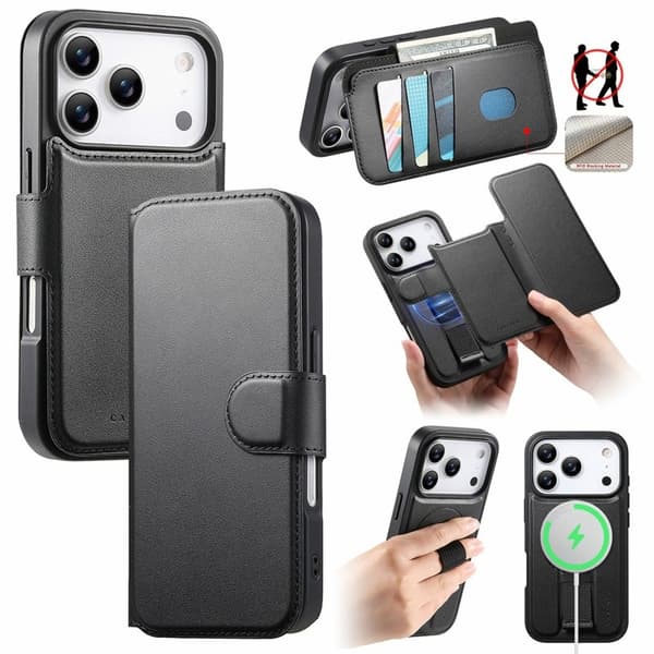 CASENEO iPhone 17 Pro Max Plånboksfodral Konstläder - Svart