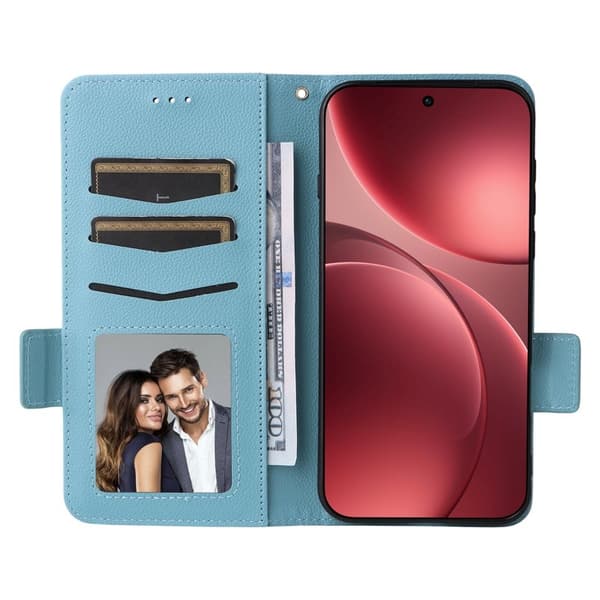 Litchi Oppo Find X9 Pro 5G Plånboksfodral Konstläder - Blå