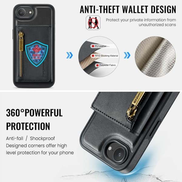 DG.MING M5 Series Mobilskal till iPhone 16e Magnetiskt Konstläder Svart