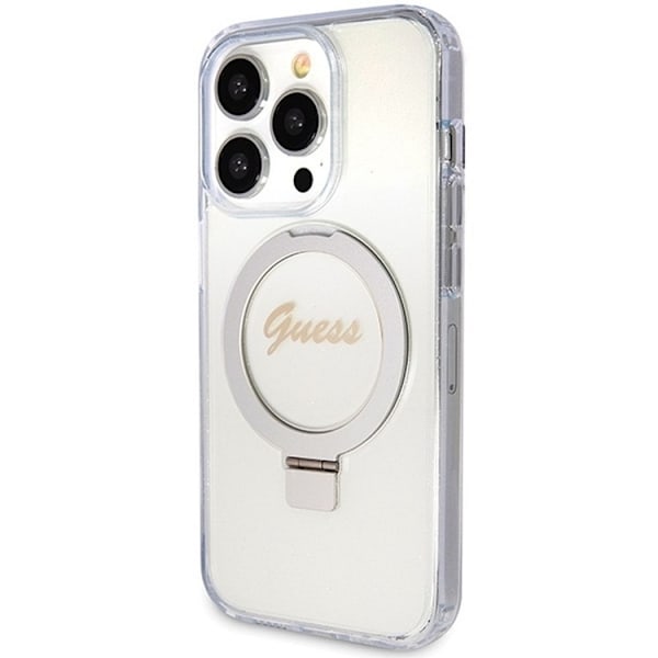Guess iPhone 15 Pro Mobilskal Ringhållare Magsafe Glitter Script