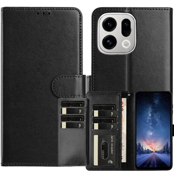 Oppo Find X9 Pro 5G Kortfack Plånboksfodral Konstläder Ställ - Svart