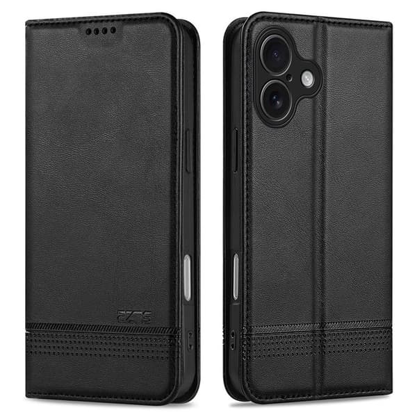 AZNS iPhone 17 Plånboksfodral Konstläder - Svart