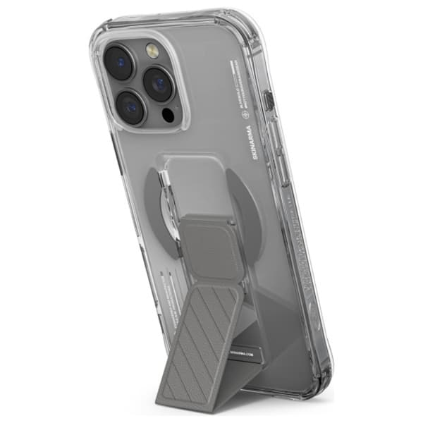 Skinarma Mobilskal till iPhone 16 Pro MagSafe Grip Stativ - Titanium Silver