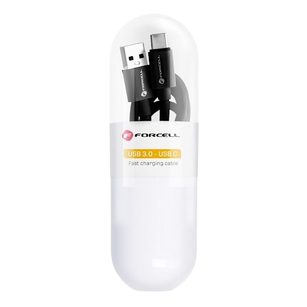 FORCELL USB-C till USB-A kabel 3.0 3A C398 TUBE svart 1m Svart