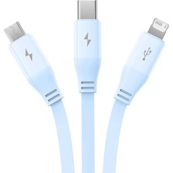Baseus 3in1 USB-A till USB-C, Lightning, microUSB kabel 1.1m - Blå