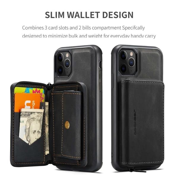 JEEHOOD Mobilskal till iPhone 11 Pro Max Konstläder TPU Svart
