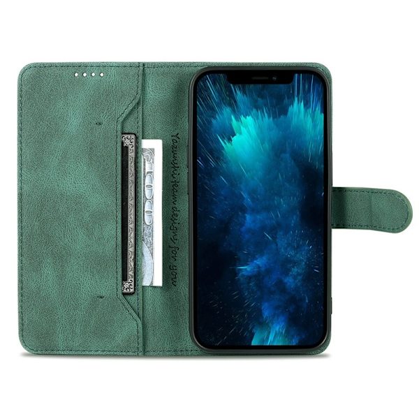 AZNS iPhone 13 Pro Max Plånboksfodral Konstläder - Grön
