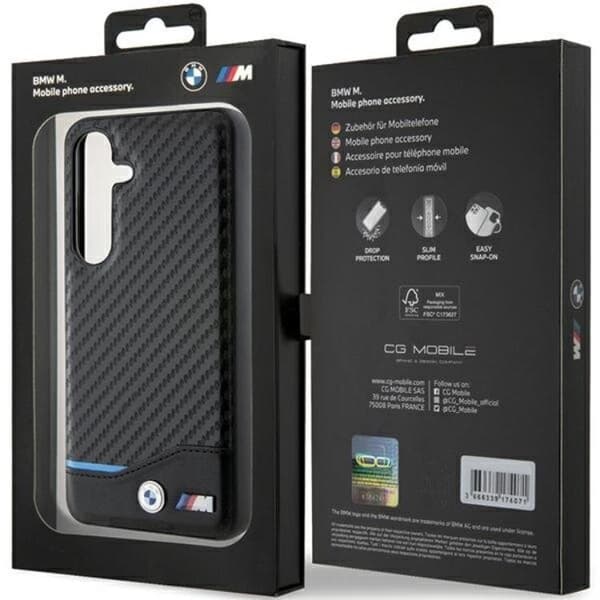 BMW Galaxy S24 Mobilskal Læder Carbon - Sort Black