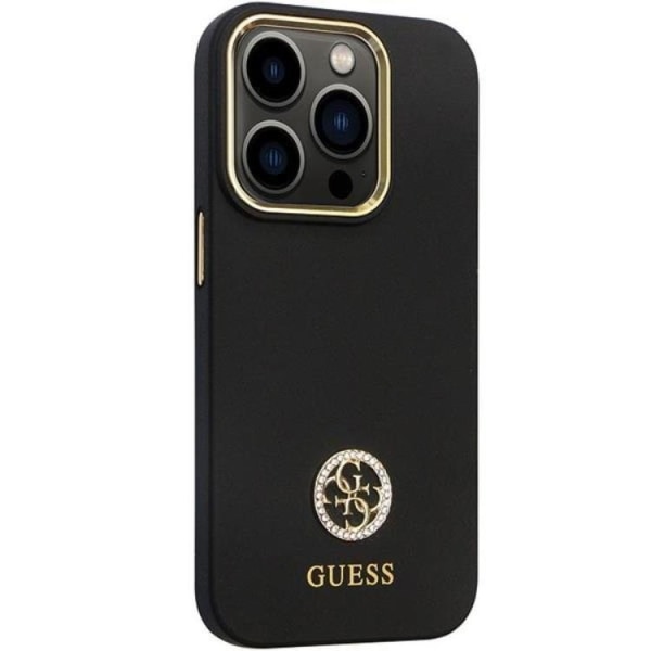 Guess iPhone 13 Pro Max Mobilcover Silikone Logo Strass 4G - Sort