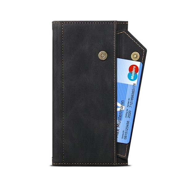 iPhone 14 Pro Plånboksfodral Flap Zipper Strap - Svart Svart