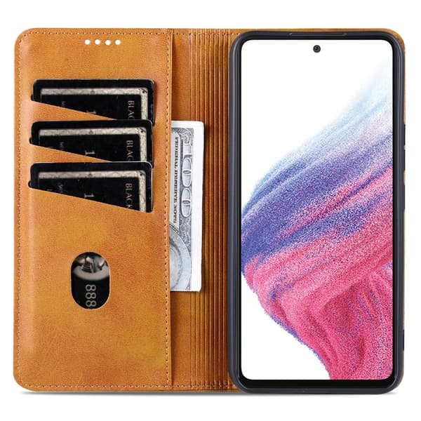 AZNS Samsung Galaxy A35 5G Plånboksfodral Konstläder - Brun