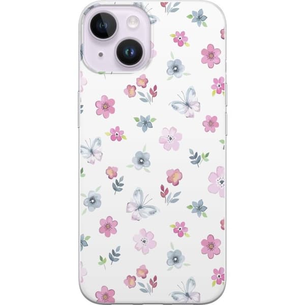 Mobilcover til Apple iPhone 15 Plus med Blomster og sommerfugle