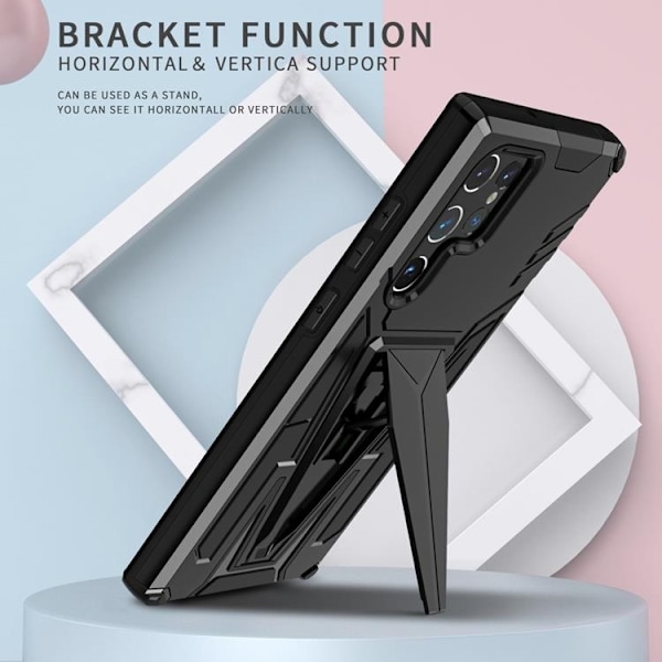 V-Shaped Kickstand Skal Galaxy S22 Plus - Svart Svart