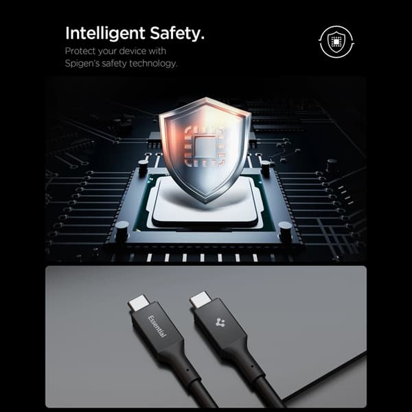Spigen USB-C till USB-C kabel Essential 1.2m - Svart Svart