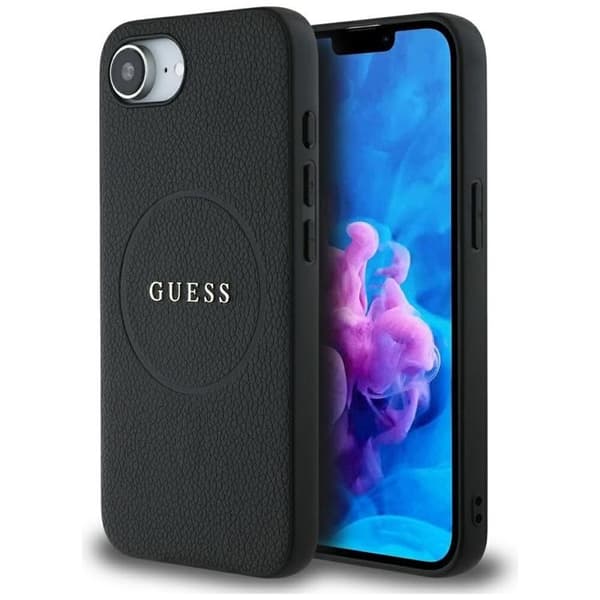 Guess Mobilskal till iPhone 16e MagSafe Grained Ring - Svart Svart