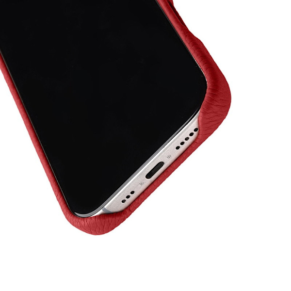 MELKCO Mobilskal till iPhone 16 Pro Max Äkta Läder PC Röd