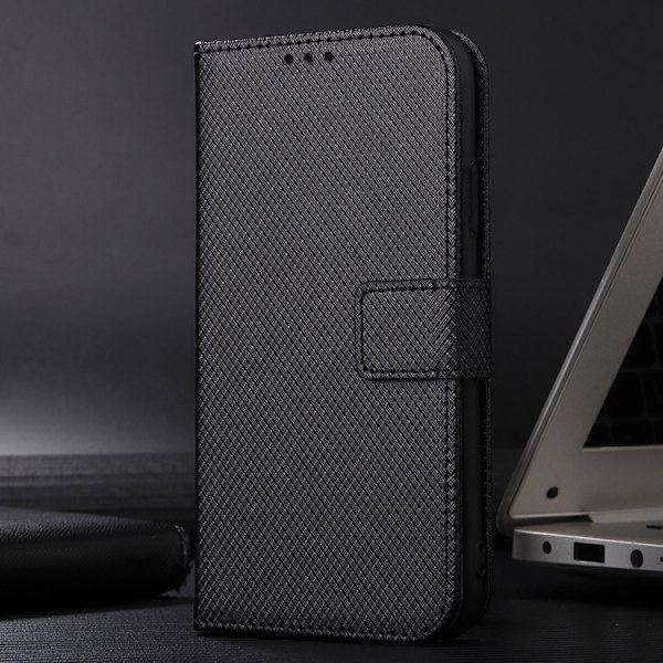 OnePlus 15 Plånboksfodral Strap Diamond Texture Konstläder Svart