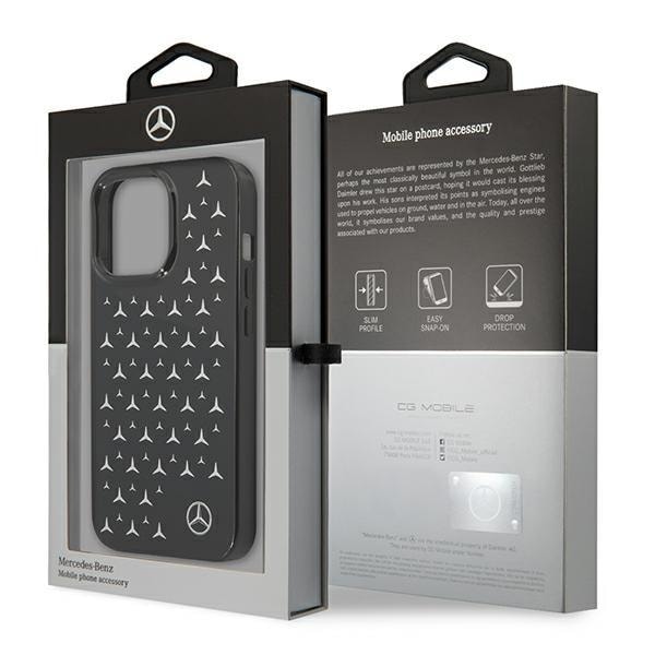 Mercedes Cover iPhone 13 Pro Silver Stars Pattern - Sort Black