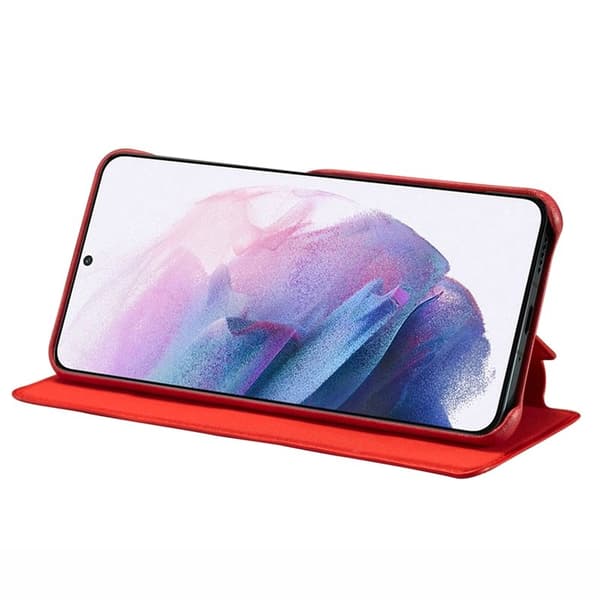 LC.IMEEKE Samsung Galaxy S22 5G Plånboksfodral Konstläder - Röd