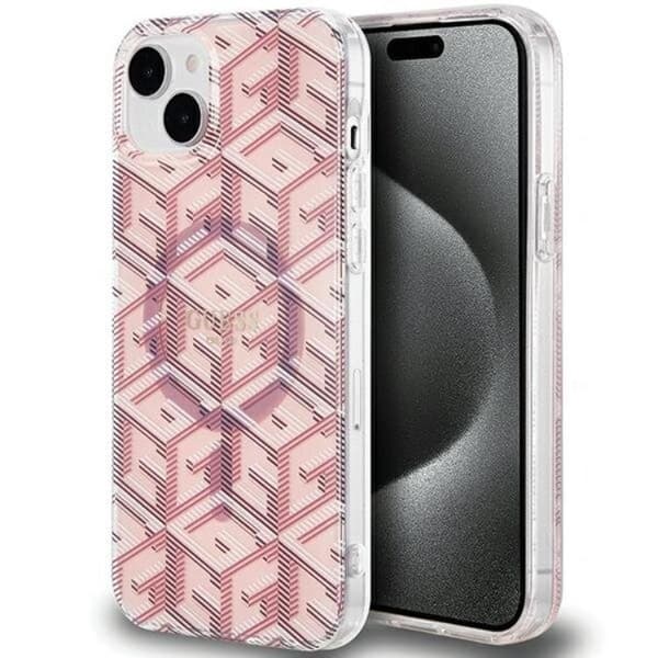 Guess iPhone 15/14/13 Mobilskal Magsafe IML GCube - Rosa Rosa