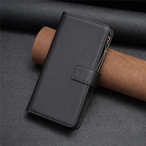 iPhone 15 Plus Plånboksfodral Zipper Flip - Svart Svart