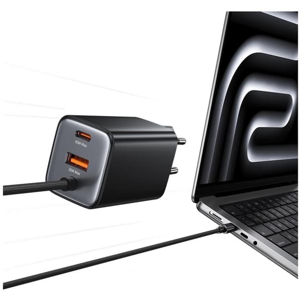 USAMS Hurtigoplader 65W 2xUSB-C 1xUSB-A GaN JC - Hvid Vit