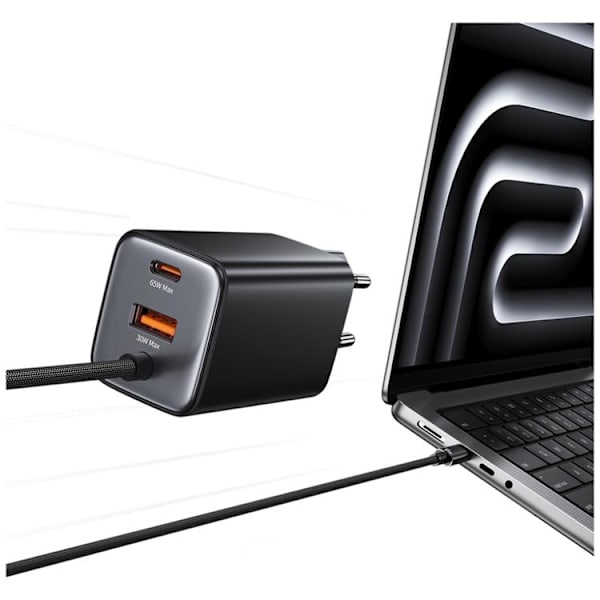 USAMS Snabbladdare 65W 2xUSB-C 1xUSB-A GaN JC - Vit Vit