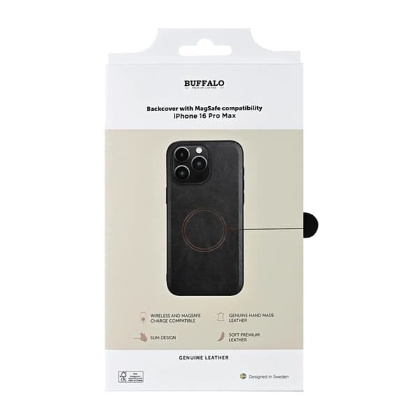 Buffalo Mobilskal till iPhone 16 Pro Max MagSafe Läder - Svart Black