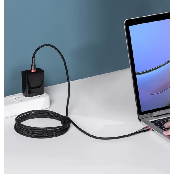 Baseus Nylon USB-C til USB-C 100W Kabel 2m - Grå