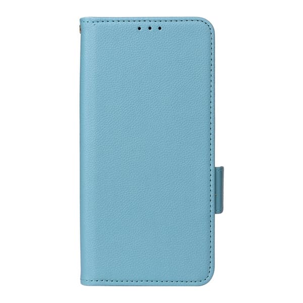 Galaxy S26/S26 Pro Plånboksfodral Litchi Konstläder med Rem - Blå Blå